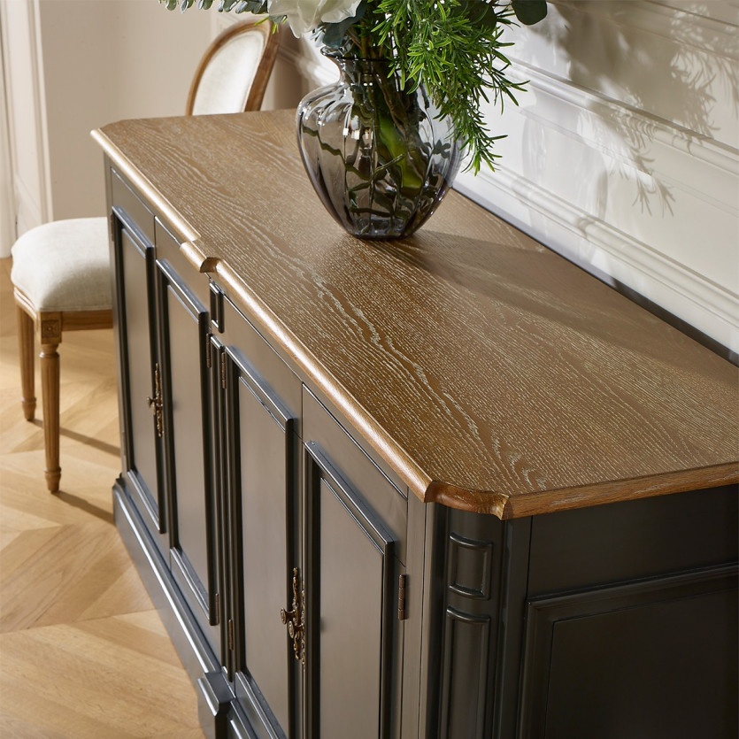 Aparador de comedor ARTHEMISE – Estilo shabby chic en madera maciza, 4 puertas