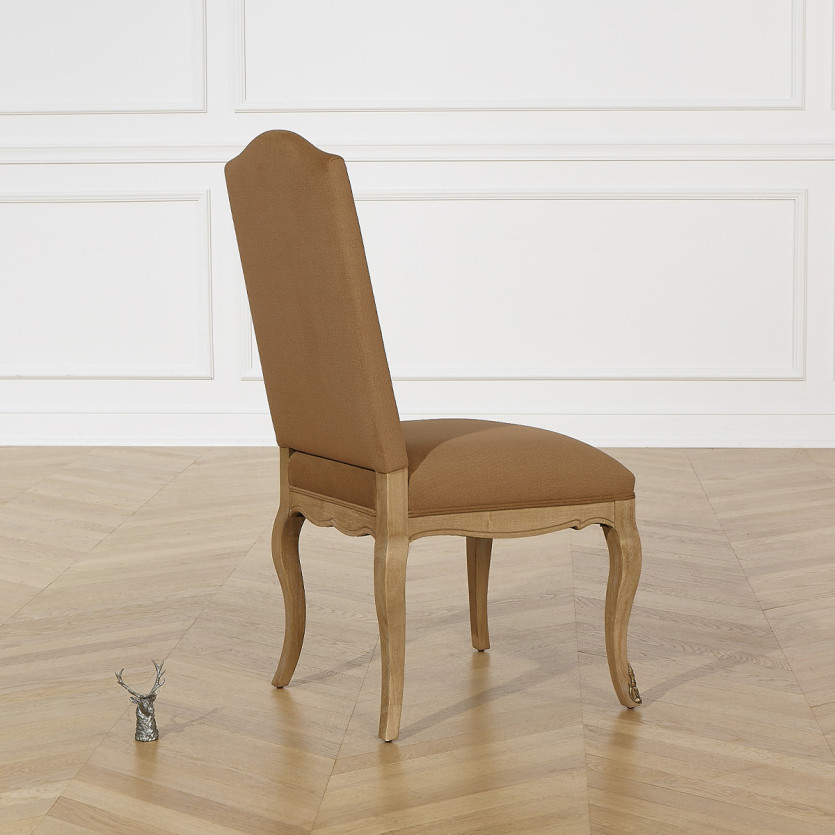 Lot de 2 chaises CONSTANCE PAUL - Style classique en velours et bois massif cerusé