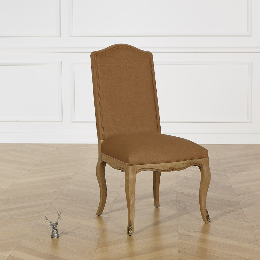 Juego de 2 sillas CONSTANCE PAUL - Estilo clásico en terciopelo y madera maciza cerusada