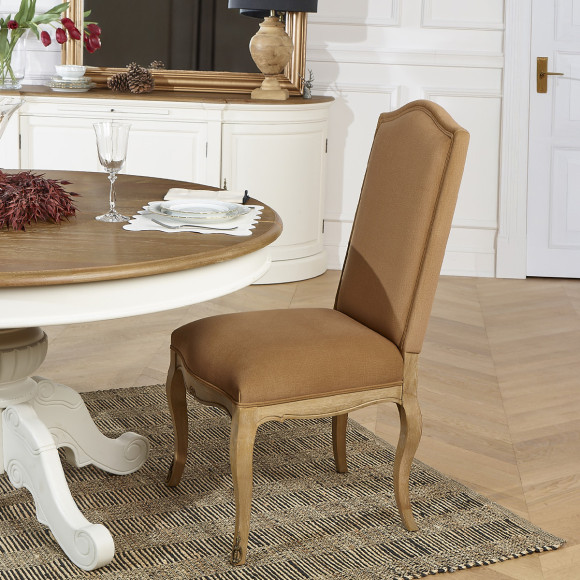 Set of 2 CONSTANCE PAUL chairs - Classic style in velvet and cerused solid wood