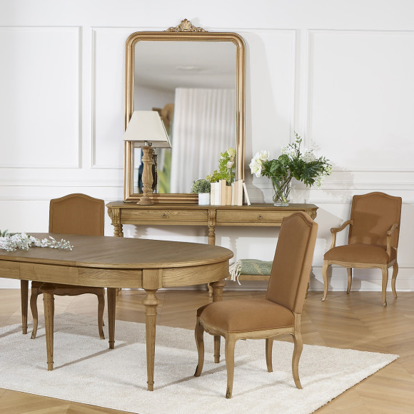 Set of 2 CONSTANCE PAUL chairs - Classic style in velvet and cerused solid wood