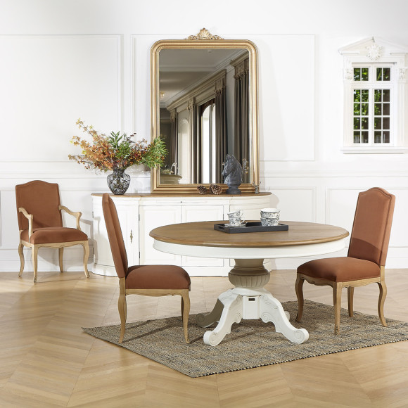 Silla de mesa CONSTANCE PAUL - Estilo Voltaire en terciopelo y madera maciza