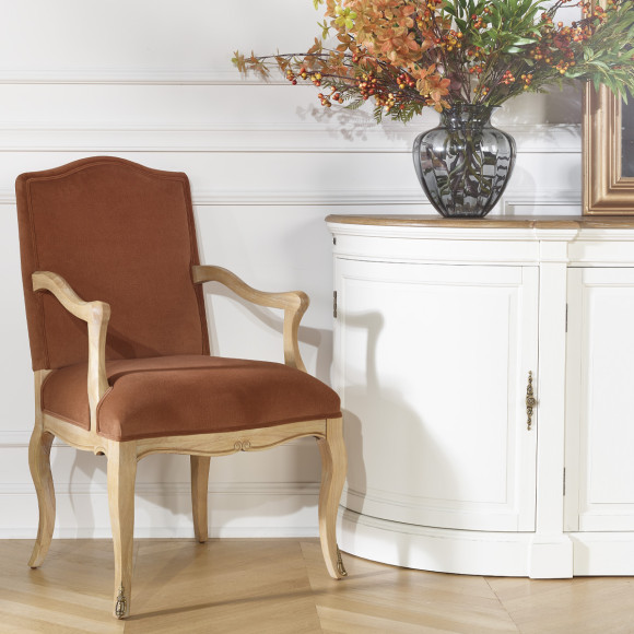 Silla de mesa CONSTANCE PAUL - Estilo Voltaire en terciopelo y madera maciza