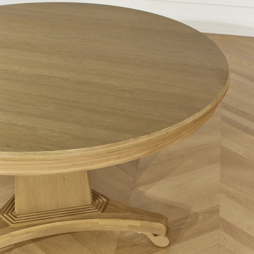 IRIS Round Dining Table - Shabby Chic Style, Oak Top, 4/6 Seats