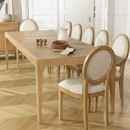 Table à manger extensible TENNESSEE 2R280 - Style moderne en chêne, 12 couverts, 180-280 x 100 cm