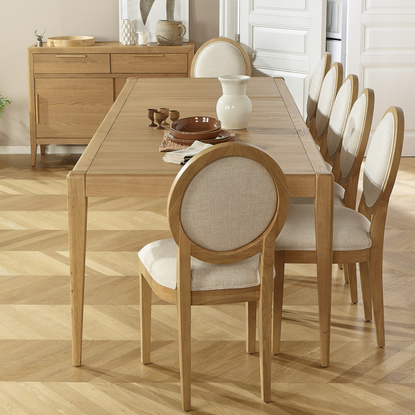 Table à manger extensible TENNESSEE 2R280 - Style moderne en chêne, 12 couverts, 180-280 x 100 cm
