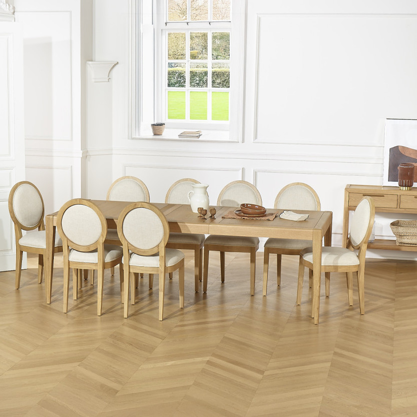 Table à manger extensible TENNESSEE 2R280 - Style moderne en chêne, 12 couverts, 180-280 x 100 cm