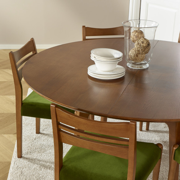 LEA Round Dining Table - Scandinavian style, solid wood legs, 6/8 people