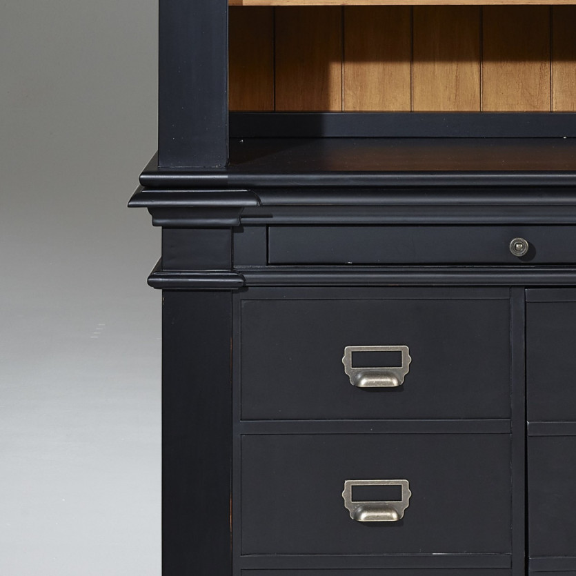 Bibliothek GASPARD - Klassischer Stil aus Holz, antike Patina, 2 Türen, 4 Regale, 1 Schublade