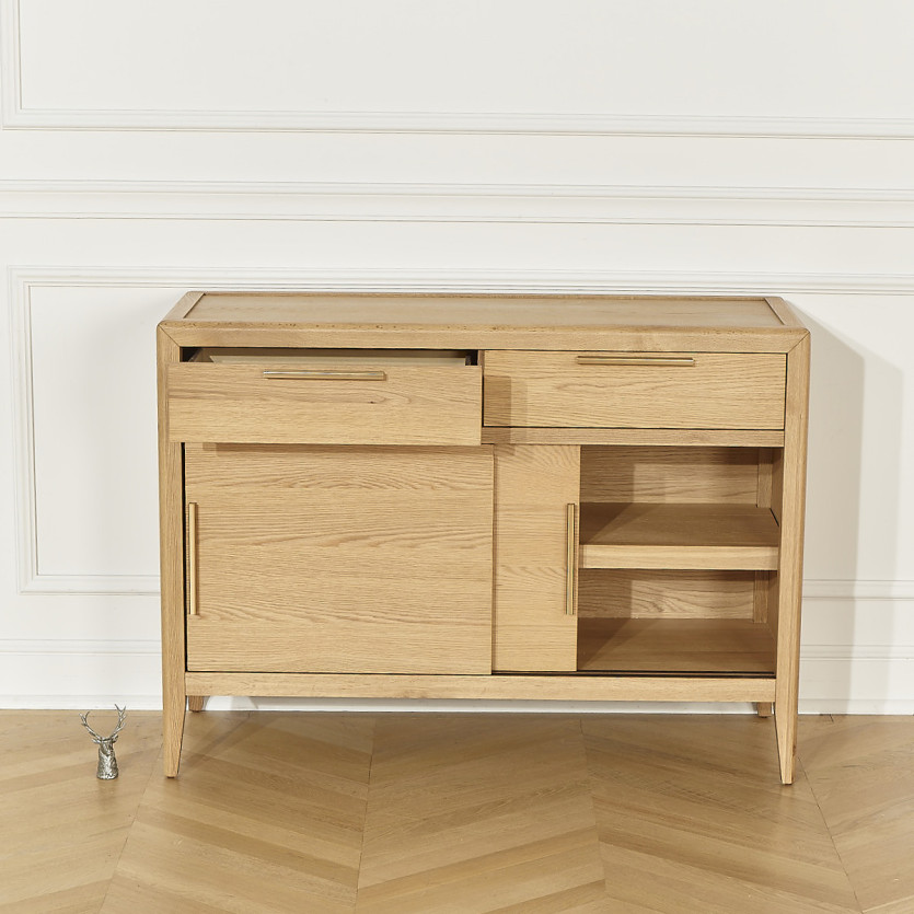 Petit buffet TENNESSEE - Style contemporain en chêne, 2 portes, 2 tiroirs