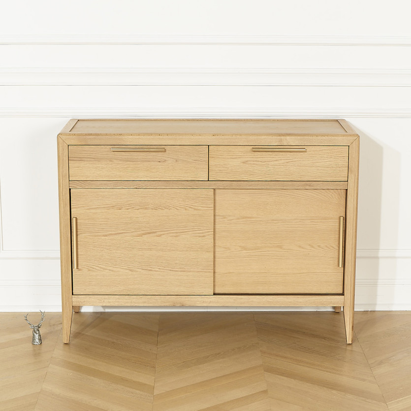 Petit buffet TENNESSEE - Style contemporain en chêne, 2 portes, 2 tiroirs