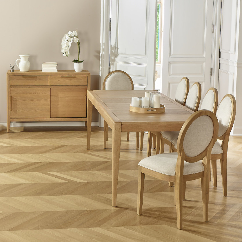 Table à manger extensible TENNESSEE 2R220 - Style moderne en chêne, 10 convives, 140-220 x 90 cm