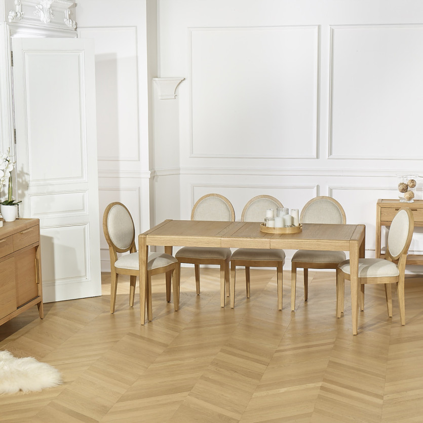 Table à manger extensible TENNESSEE 2R220 - Style moderne en chêne, 10 convives, 140-220 x 90 cm