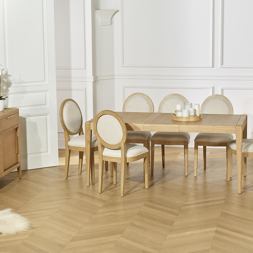 Table à manger extensible TENNESSEE 2R220 - Style moderne en chêne, 10 convives, 140-220 x 90 cm