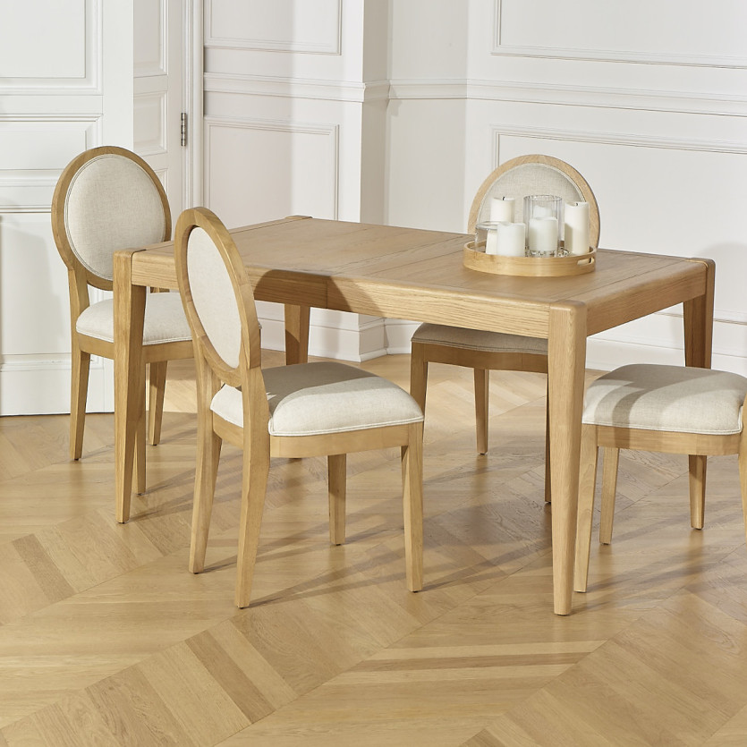 Mesa de comedor extensible TENNESSE 2R220 - Estilo moderno en roble, 10 comensales, 140-220 x 90 cm