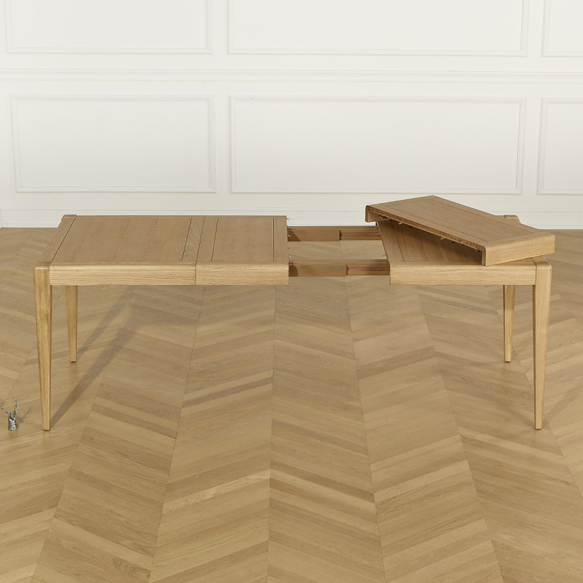 Table à manger extensible TENNESSEE 2R220 - Style moderne en chêne, 10 convives, 140-220 x 90 cm