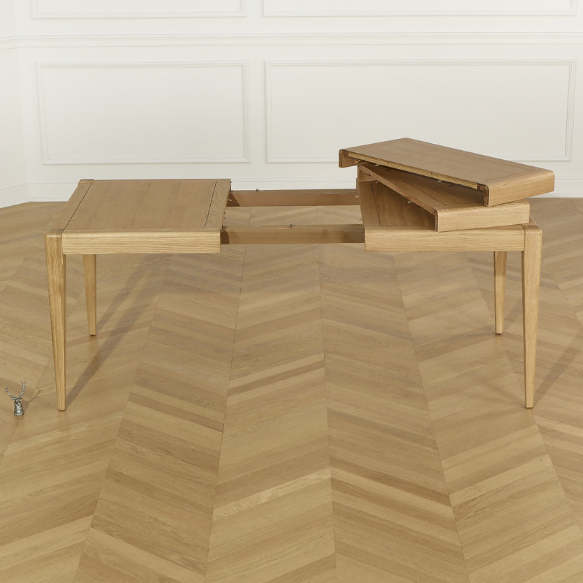 Table à manger extensible TENNESSEE 2R220 - Style moderne en chêne, 10 convives, 140-220 x 90 cm