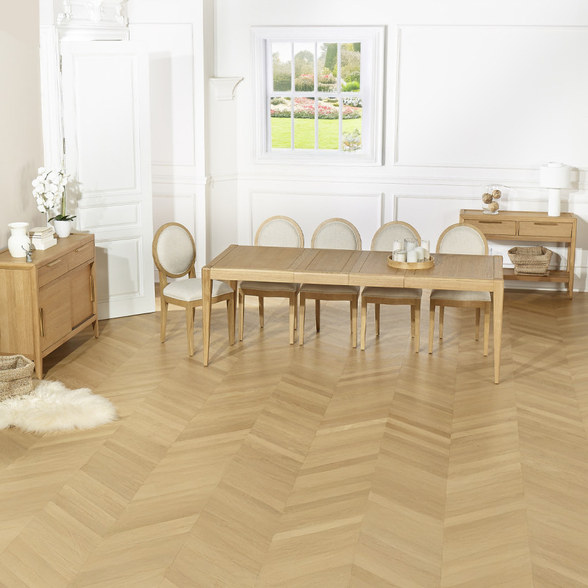 Mesa de comedor extensible TENNESSE 2R220 - Estilo moderno en roble, 10 comensales, 140-220 x 90 cm