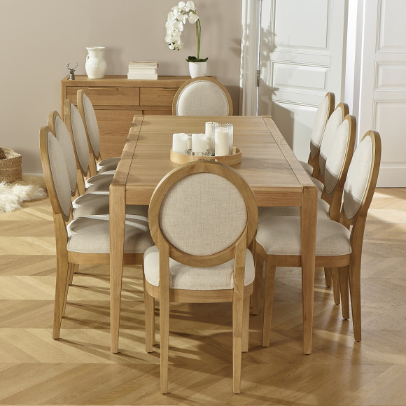Table à manger extensible TENNESSEE 2R220 - Style moderne en chêne, 10 convives, 140-220 x 90 cm