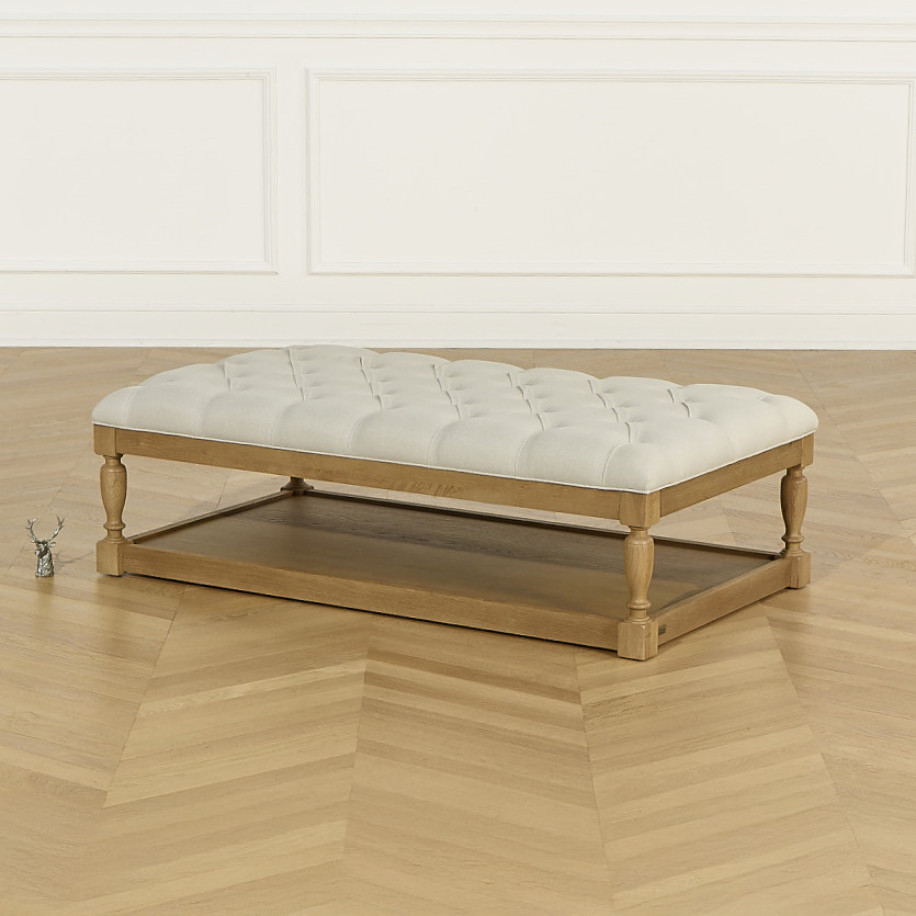 Couchtisch NOAH - Shabby-Chic-Stil, gepolsterte Stoffplatte