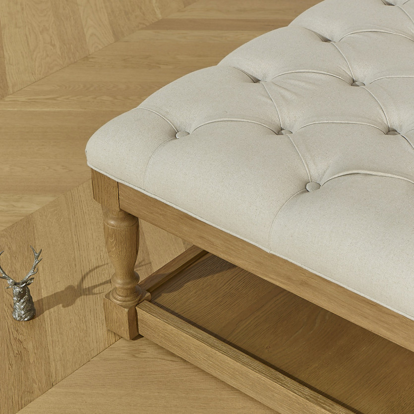 NOAH Coffee Table - Shabby Chic Style, Upholstered Fabric Top