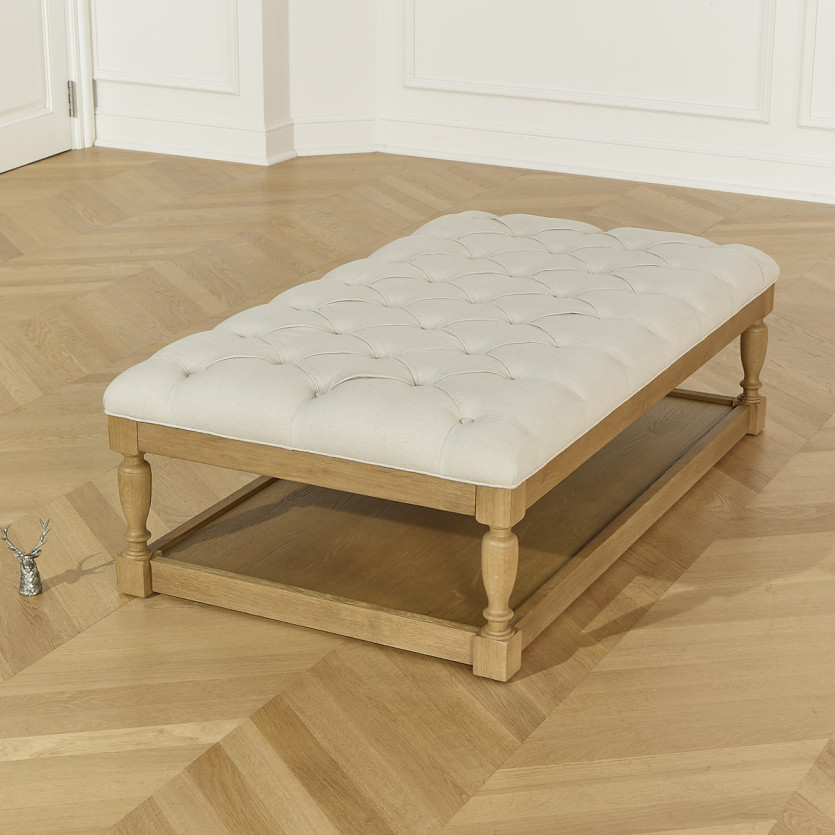 Tavolino NOAH - Stile shabby chic, piano in tessuto trapuntato