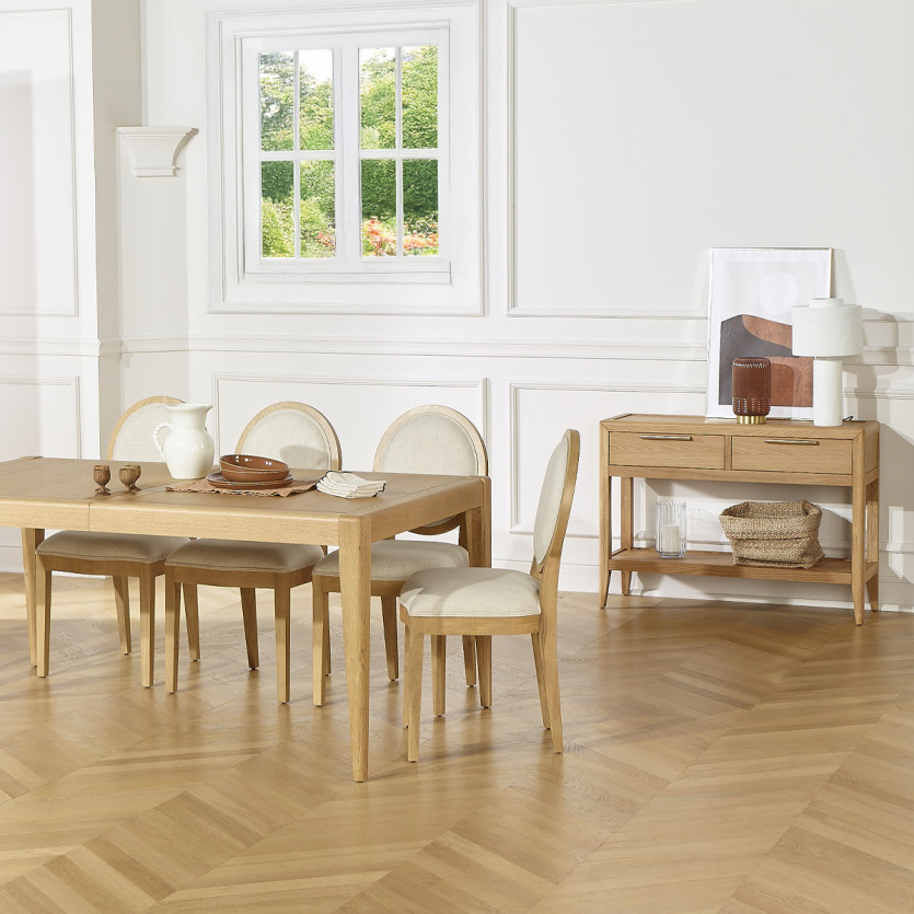 Consolle d'ingresso TENNESSEE - Stile contemporaneo, piano in rovere, 2 cassetti