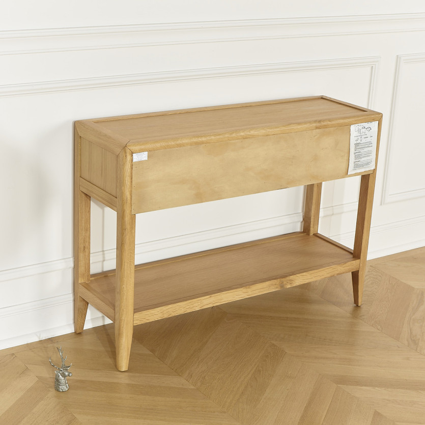 Console d'entrée TENNESSEE - Style contemporain, plateau en chêne, 2 tiroirs