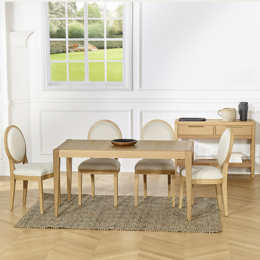 Mesa de comedor fija TENNESSE S150 - Estilo moderno en roble, 6 plazas, 150 x 78 cm