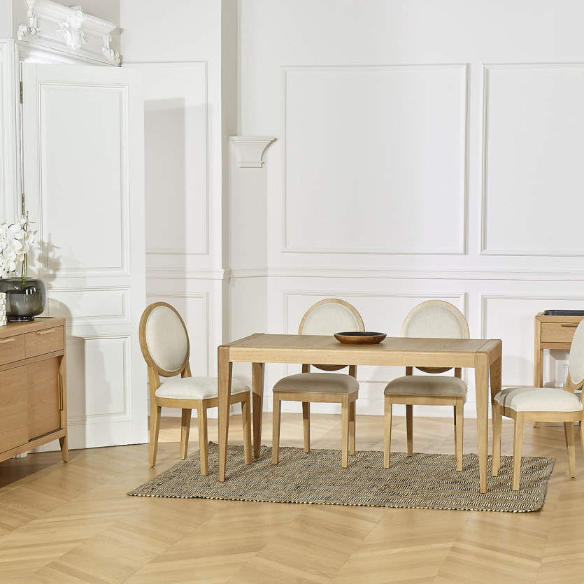 Mesa de comedor fija TENNESSE S150 - Estilo moderno en roble, 6 plazas, 150 x 78 cm