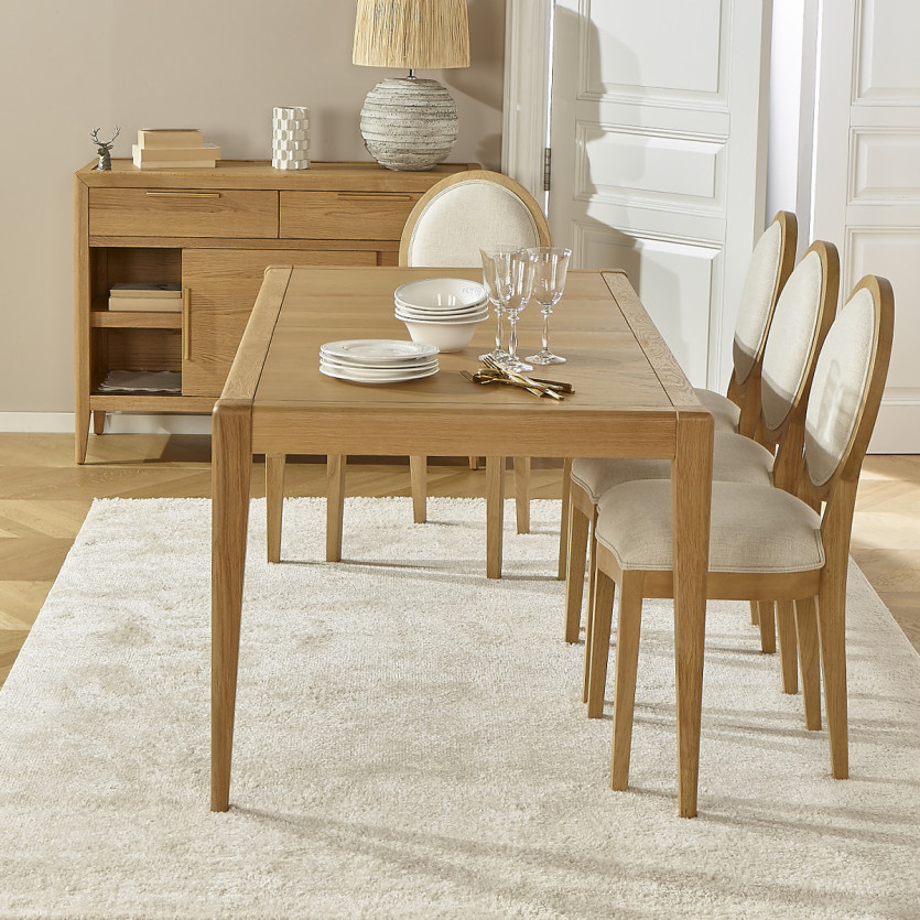 Table à manger fixe TENNESSEE M180 - Style moderne en chêne, 8 convives, 180 x 90 cm