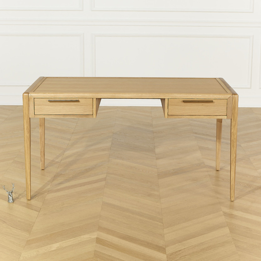 Bureau TENNESSEE - Style contemporain en chêne clair, 2 tiroirs