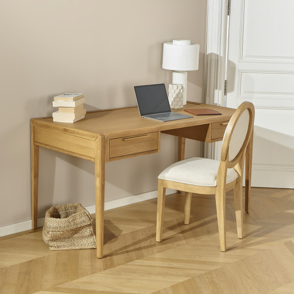 Scrivania TENNESSE - Stile contemporaneo in rovere chiaro, 2 cassetti