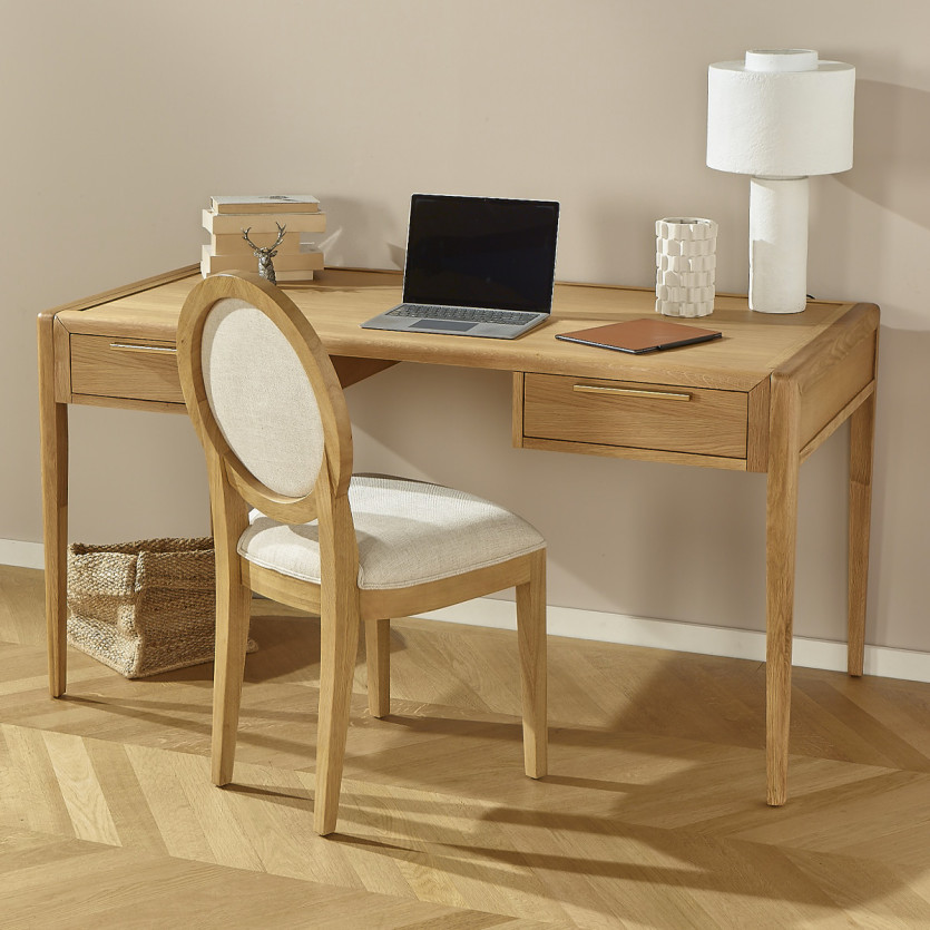 TENNESSEE Desk - Contemporary style in light oak, 2 drawers