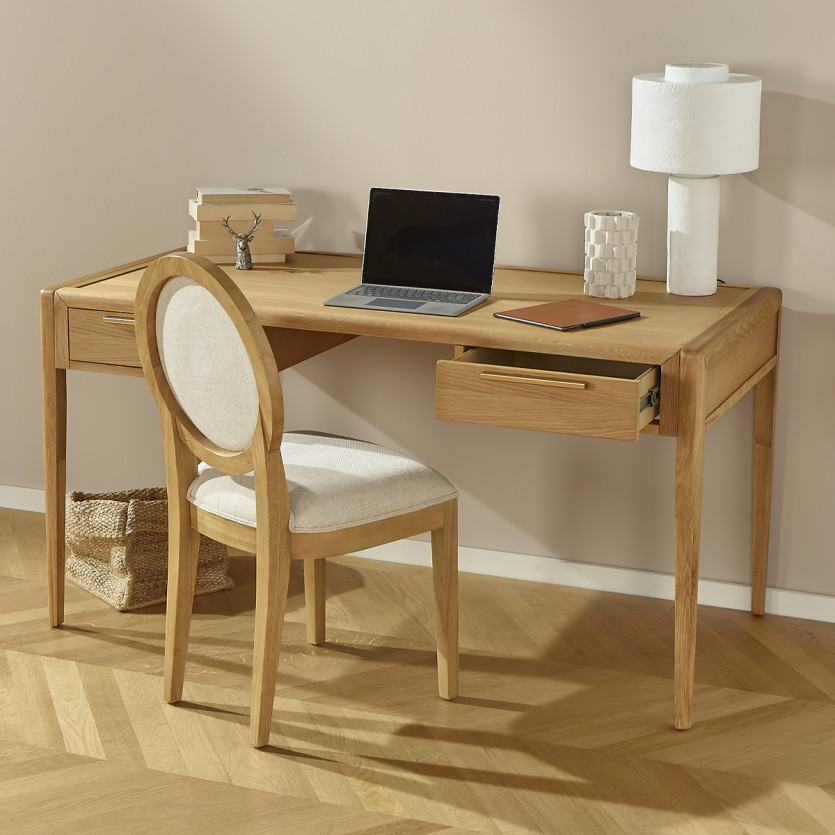 TENNESSEE Desk - Contemporary style in light oak, 2 drawers