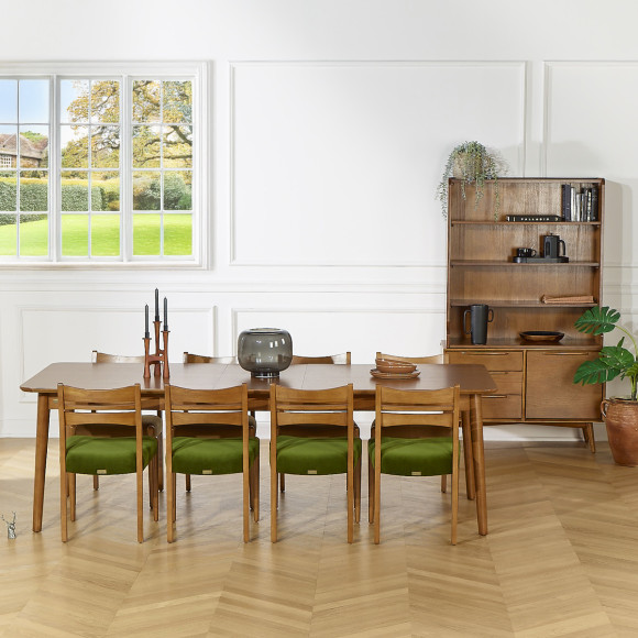 Table à manger extensible BEN - Style scandinave, pieds en bois massif, 8/10 personnes