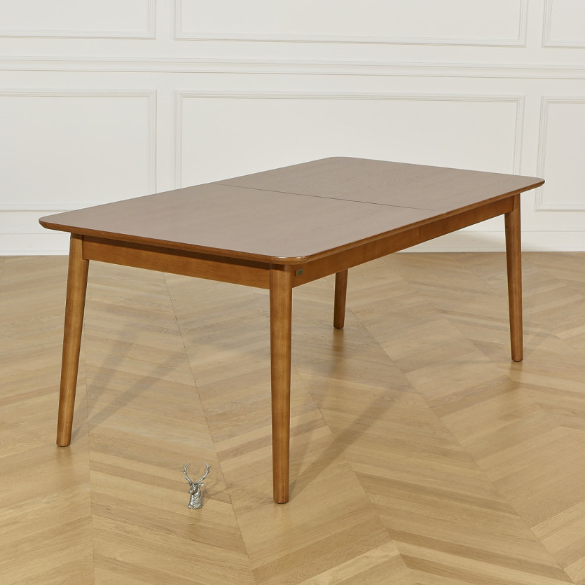 Tavolo da pranzo allungabile BEN - Stile scandinavo, gambe in legno massello, 8/10 persone