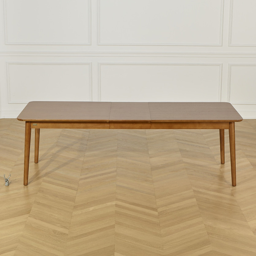 Mesa de comedor extensible BEN - Estilo escandinavo, patas de madera maciza, 8/10 personas