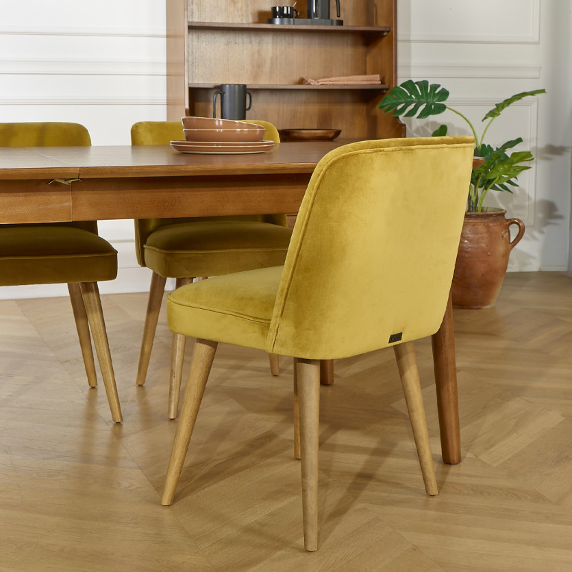 Tavolo da pranzo allungabile BEN - Stile scandinavo, gambe in legno massello, 8/10 persone