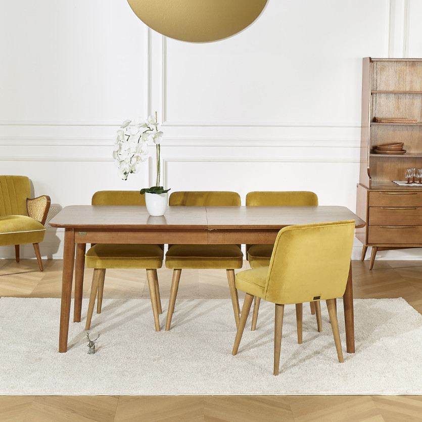 SOLO rectangular dining table - Scandinavian style, solid wood legs, 4/6 people