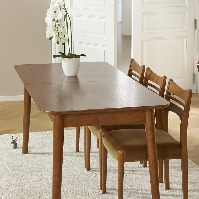 Mesa de comedor rectangular SOLO - Estilo escandinavo, patas de madera maciza, 4/6 personas