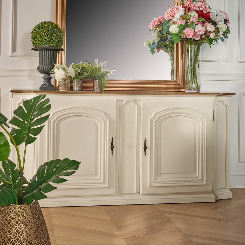 Buffet ELISABETH - Shabby chic stijl, eiken blad, 2 deuren
