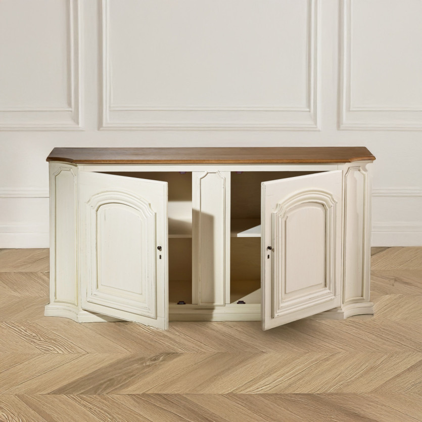 ELISABETH - Buffet shabby chic bianco in rovere, 2 ante