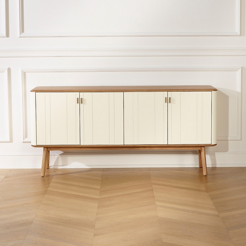 KYOTO - Bufé de estilo contemporáneo, tablero de roble, 4 puertas, madera certificada FSC®