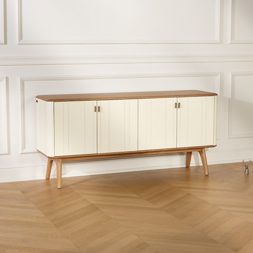KYOTO - Bufé de estilo contemporáneo, tablero de roble, 4 puertas, madera certificada FSC®