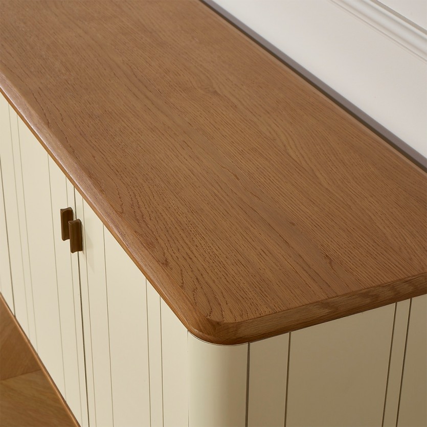 KYOTO - Witte buffetkast in eigentijdse stijl, eiken blad, 4 deuren, hout gecertificeerd FSC®