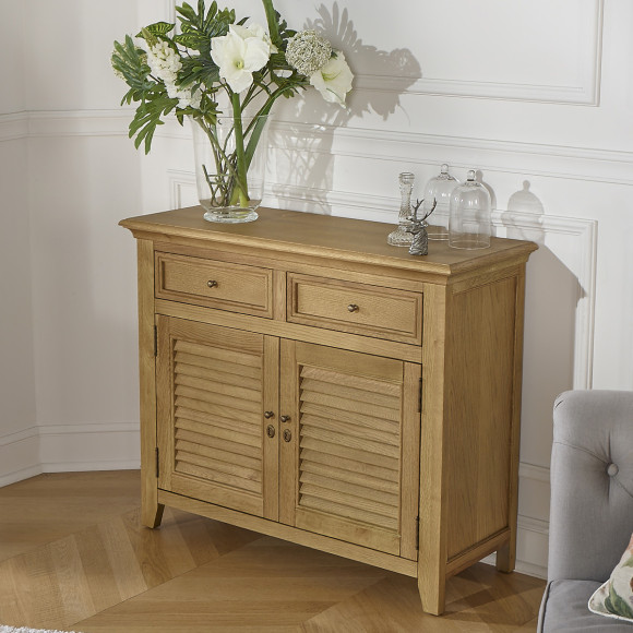 Buffet CHARLES - Estilo shabby chic em carvalho, 2 gavetas, 2 portas