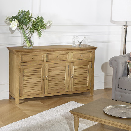 Buffet CHARLES - Shabby Chic Stil in Eiche, 3 Schubladen, 3 Türen