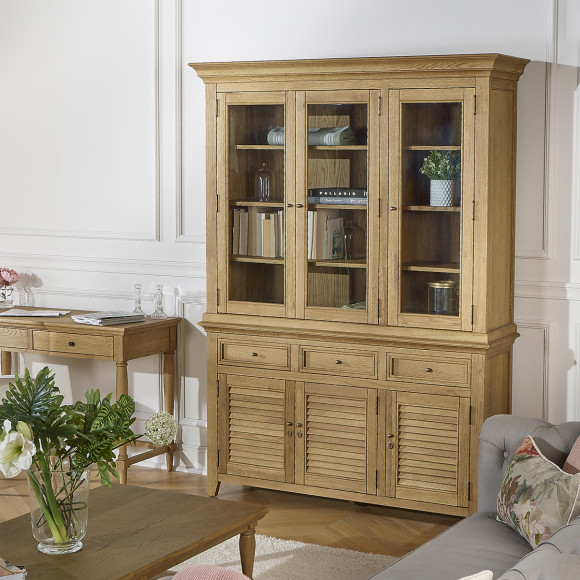 Aparador CHARLES - Estilo shabby chic em carvalho, 3 gavetas, 6 portas