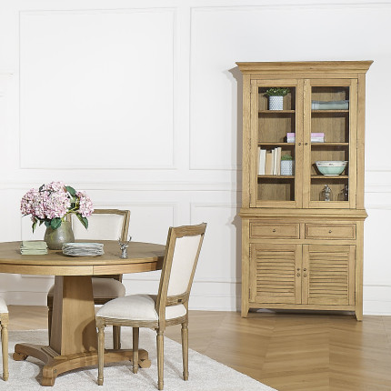 Aparador CHARLES - Estilo shabby chic en roble, 2 cajones, 4 puertas